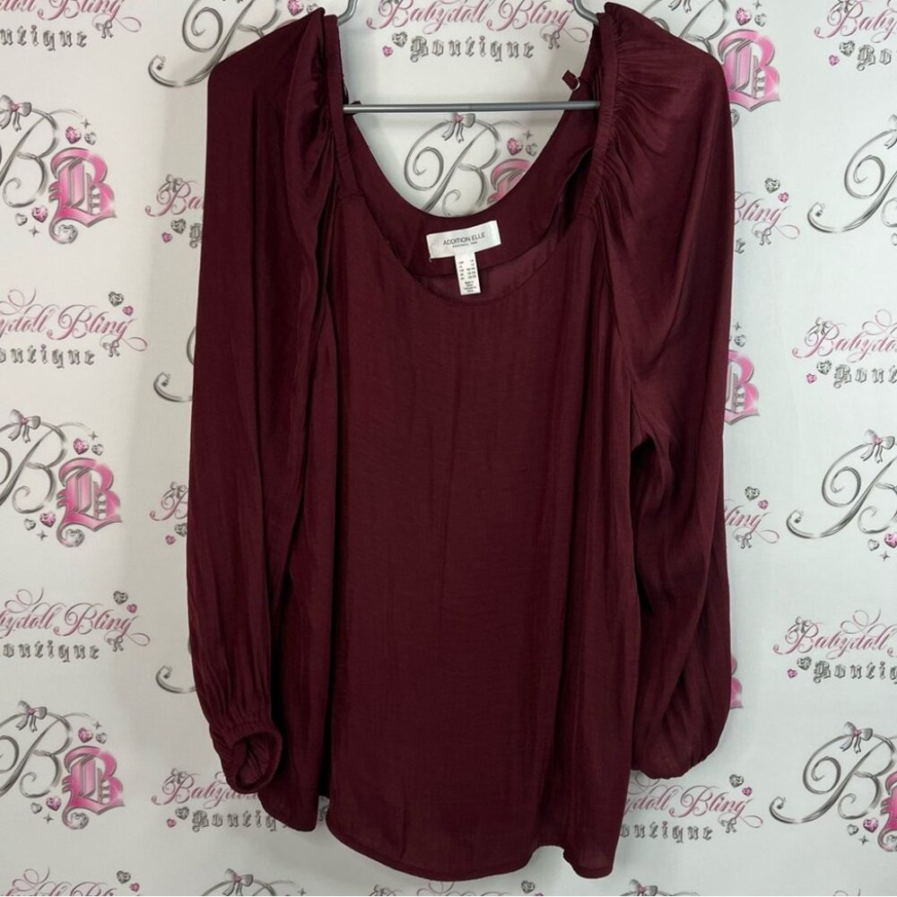 Addition Elle top blouse long sleeve wine red purple Deep Burgundy Blouse